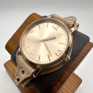 Rose Gold Tone Beige Strap Quartz Watch Women's